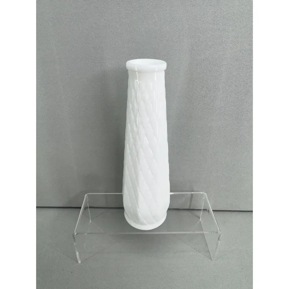 Vintage White Milk Glass Bud Vase 8.5